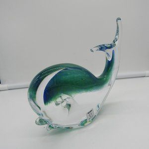 MARCOLIN GENUINE CRYSTAL ARTIST SIGNED ART GLASS WHALE